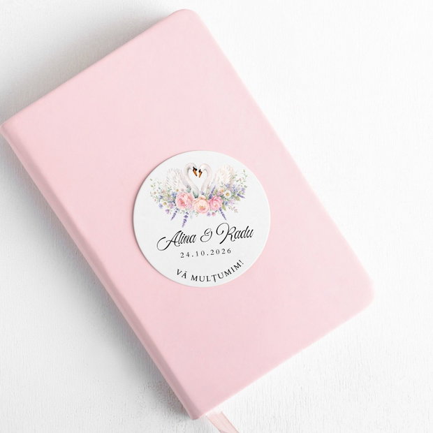 Sticker floral marturii sau invitatii, Sticker pesonalizat
