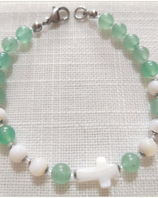 BRATARA- AVENTURIN VERDE SI SIDEF ALB