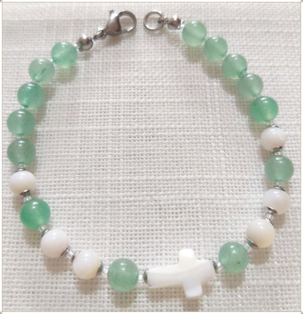 BRATARA- AVENTURIN VERDE SI SIDEF ALB