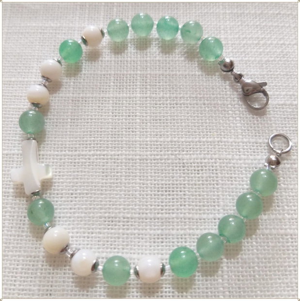 BRATARA- AVENTURIN VERDE SI SIDEF ALB
