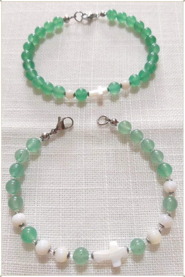 BRATARA- AVENTURIN VERDE SI SIDEF ALB