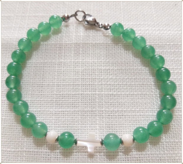 BRATARA- AVENTURIN VERDE SI SIDEF ALB- 2