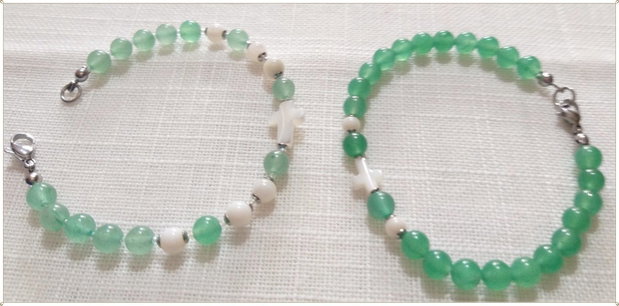 BRATARA- AVENTURIN VERDE SI SIDEF ALB- 2