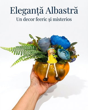Aranjament floral bujori și figurina