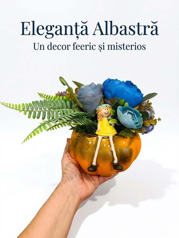 Aranjament floral bujori și figurina