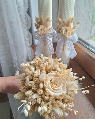 Set nunta / Lumânări nunta + buchet mireasa