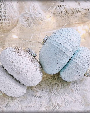 Mărturii nuntă din arici de mare naturali, decorațiuni handmade cu culoare personalizată