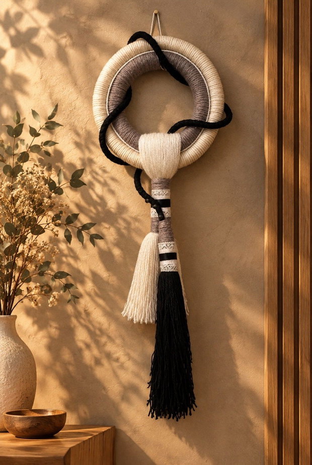 Decor perete din fir macrame