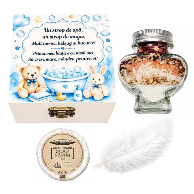 Set ingrediente pentru prima baita, set mirodenii pentru baita de a doua zi cu nasii, culoare bleu