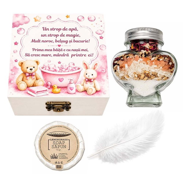 Set ingrediente pentru prima baita, set mirodenii pentru baita dupa botez cu nasii, culoare roz