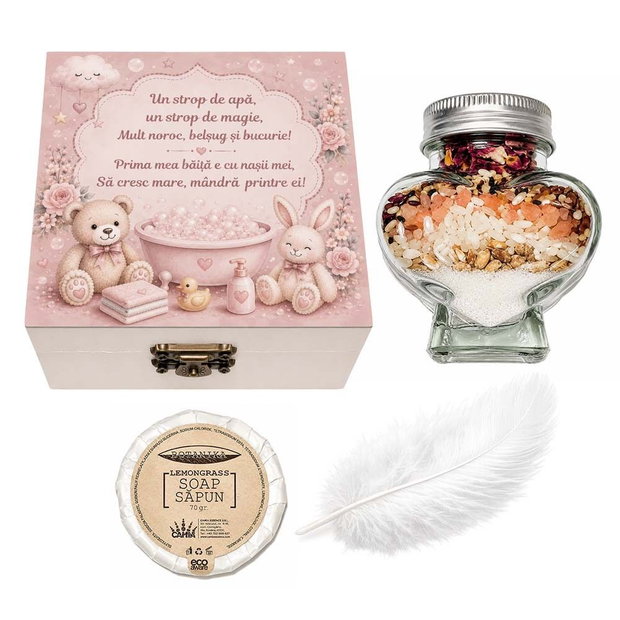 Set ingrediente pentru prima baita, set mirodenii pentru baita dupa botez cu nasii, culoare roz pudra / dusty rose