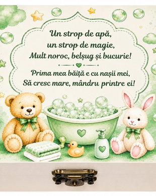 Set ingrediente pentru prima baita, set mirodenii pentru baita dupa botez cu nasii, culoare verde pentru baiat