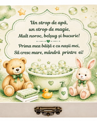 Set ingrediente pentru prima baita, set mirodenii pentru baita dupa botez cu nasii, culoare verde pentru fetita