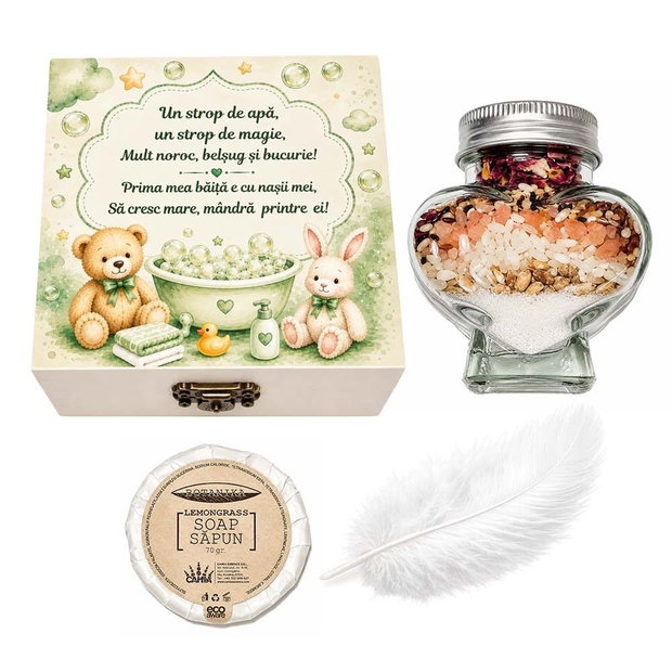 Set ingrediente pentru prima baita, set mirodenii pentru baita dupa botez cu nasii, culoare verde pentru fetita