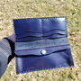 Portofel Bifold Lung Negru Bleumarin Din Piele Naturală De Cal
