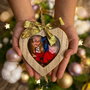 Glob / Ornamente personalizate în formă de inimă cu poză și fundiță festivă  Decorațiune de Crăciun