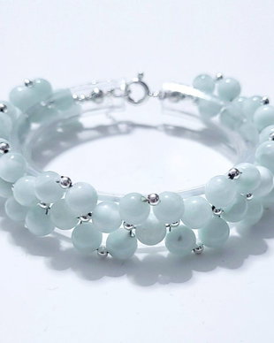 Bratara argint 925 cu larimar verde si hematit