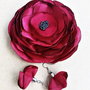 set floral brosa si cercei grena visiniu