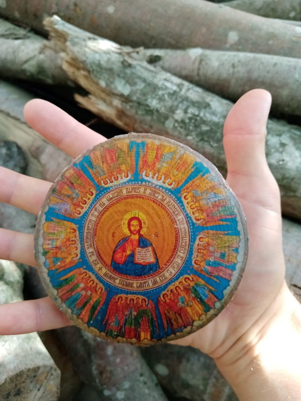 Lemn cu coajă-icoană Pantocrator