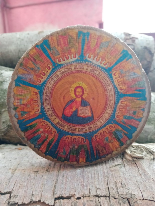 Lemn cu coajă-icoană Pantocrator