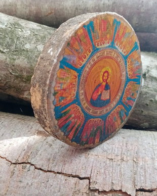 Lemn cu coajă-icoană Pantocrator