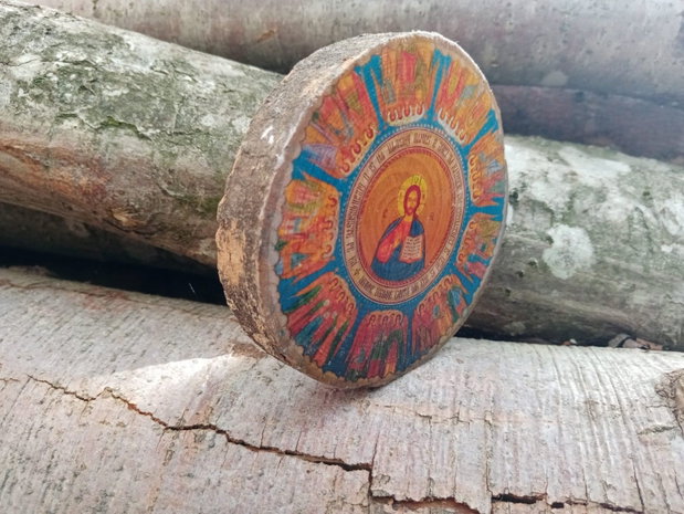 Lemn cu coajă-icoană Pantocrator