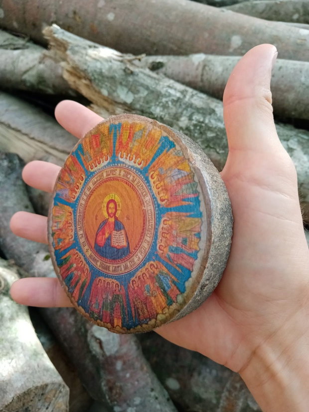 Lemn cu coajă-icoană Pantocrator