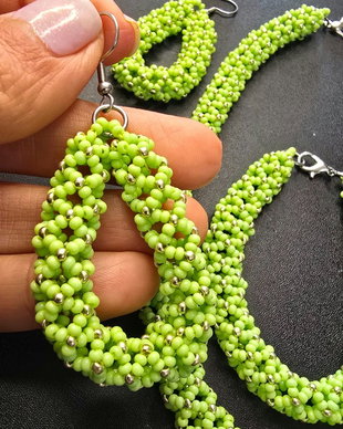 Set de bijuterii handmade Lime Glow  Verde și Auriu