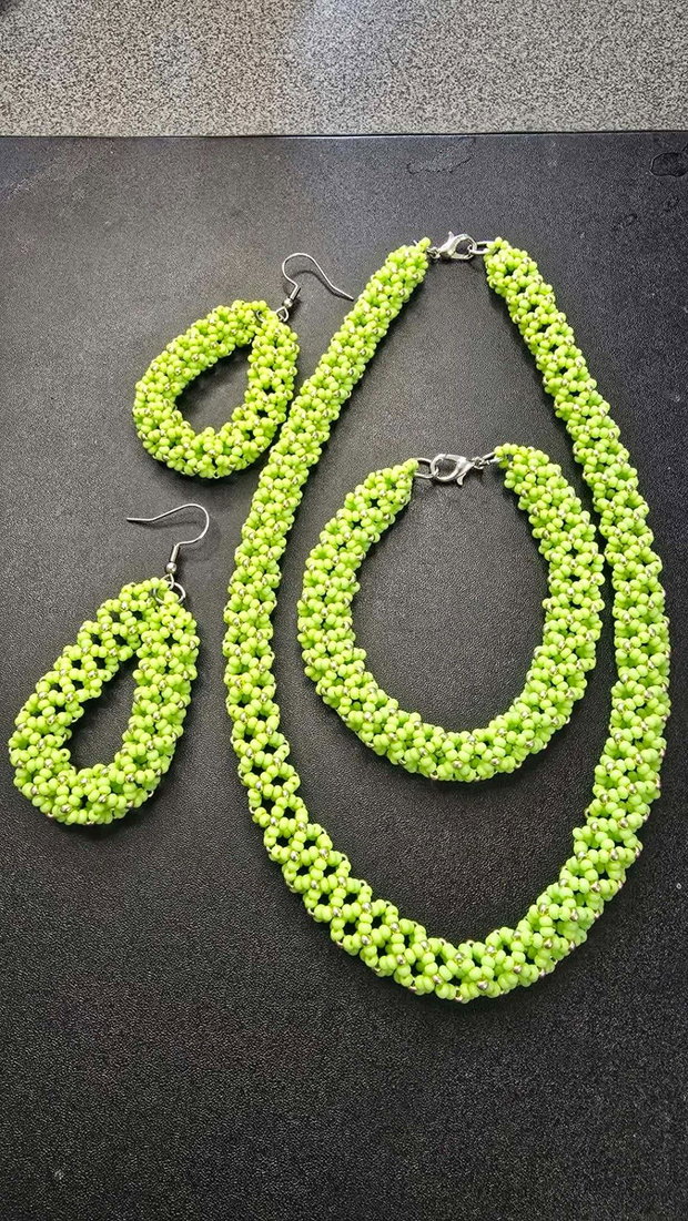 Set de bijuterii handmade Lime Glow  Verde și Auriu