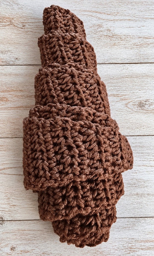 Eșarfă Sophie maro croșetată manual Bumbac Baby Cotton | 100 cm