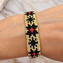 Brățară handmade Miyuki Delica  Eleganță în auriu, negru și roșu