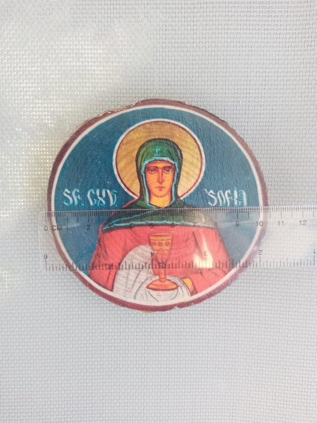 Set 4 Icoane cu coajă:Sf.Sofia(x2),Sf.Maria Egipteanca,Sf.Minodora