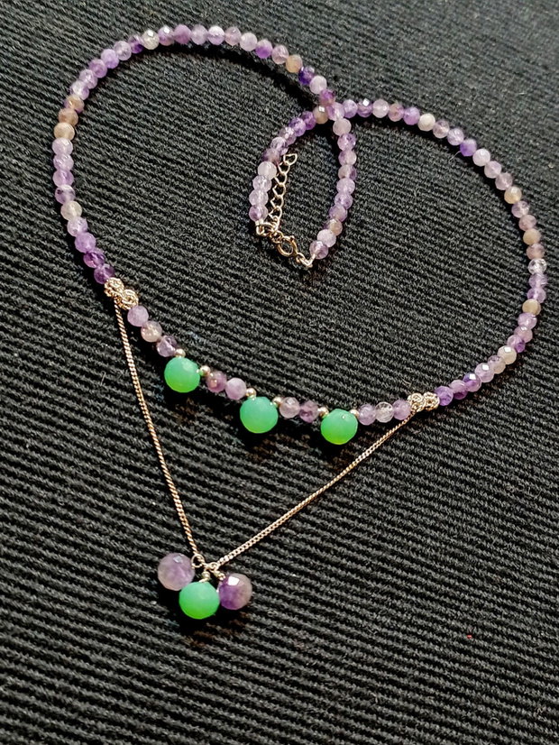 Colier argint ametist onix verde onion minimalist boho chic trendy
