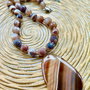 Colier vintage agate cafenii