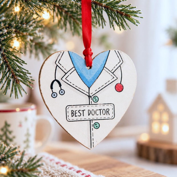 Cadou pentru medic Craciun, glob Best Doctor pictat manual