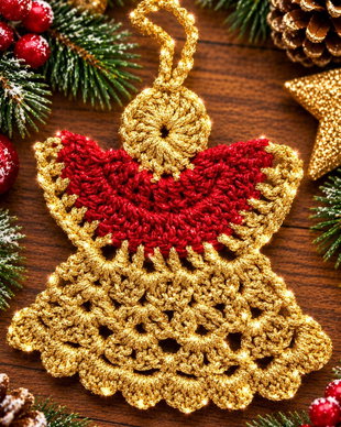 Set de ingerasi crosetati decoratiune brad craciun