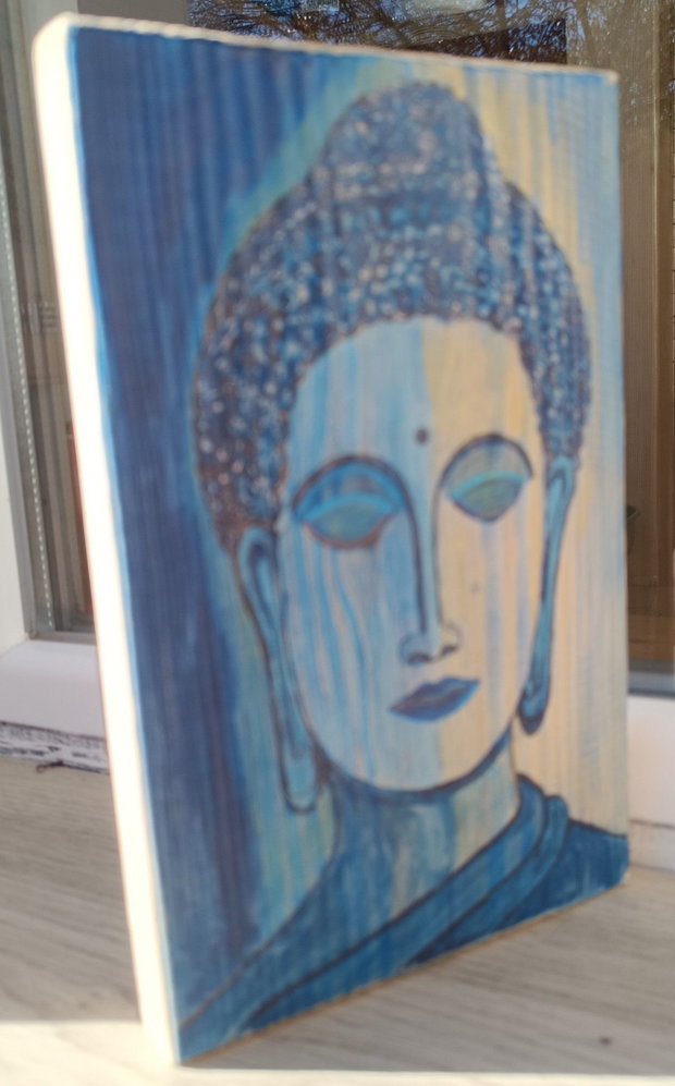 Budha.Pictura pe lemn