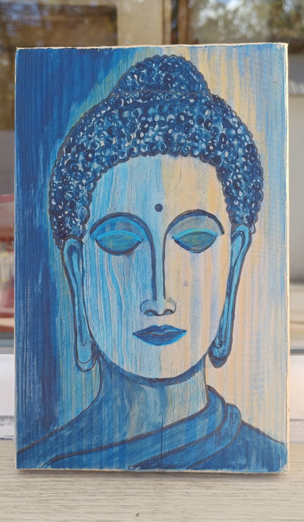 Budha.Pictura pe lemn