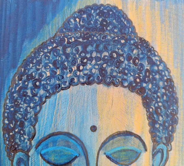 Budha.Pictura pe lemn