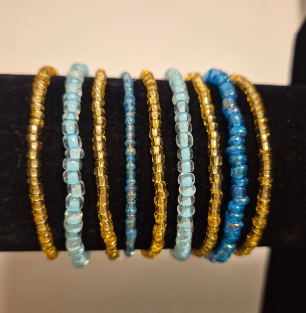 Set Brățări Apreus & Azur (Nuanțe Chihlimbar și Albastru)