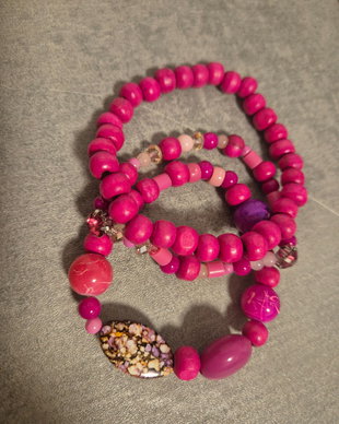 Set Brățări Fuchsia & Pattern Jasper