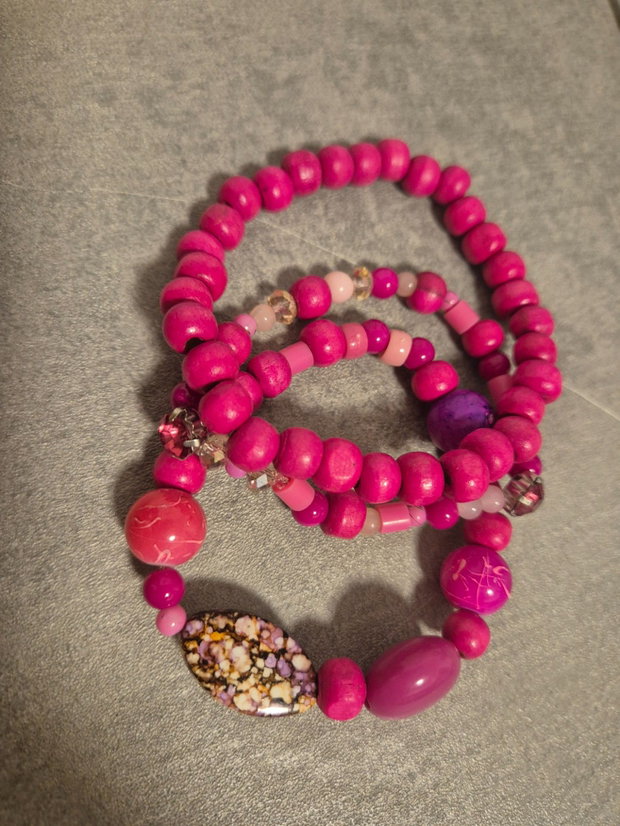 Set Brățări Fuchsia & Pattern Jasper