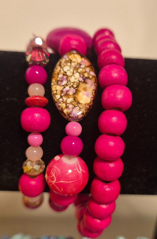 Set Brățări Fuchsia & Pattern Jasper