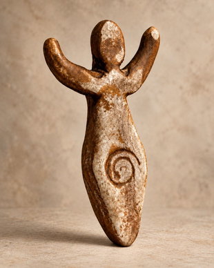 Pandantiv Zeița Fertilității din neolitic  handmade din lut, simbol ancestral