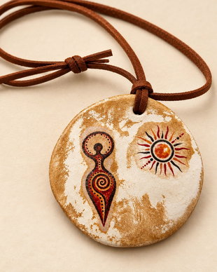 Pandantiv handmade din lut  zeița din cultura Cucuteni
