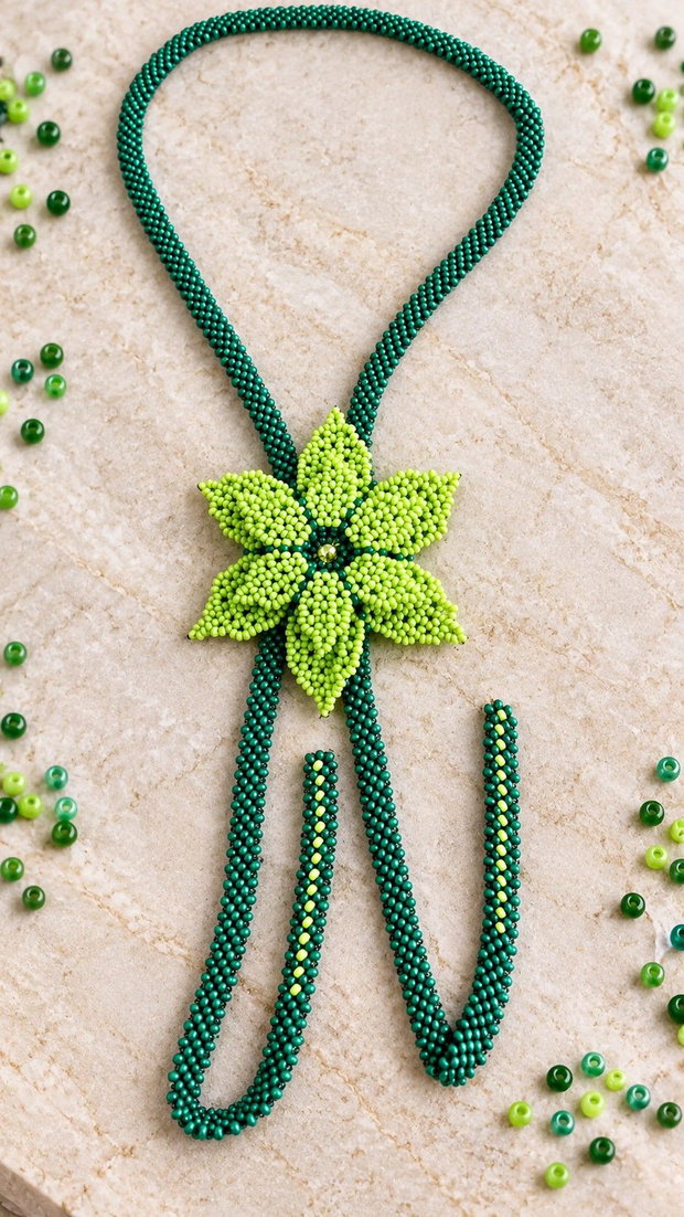 Colier floare verde
