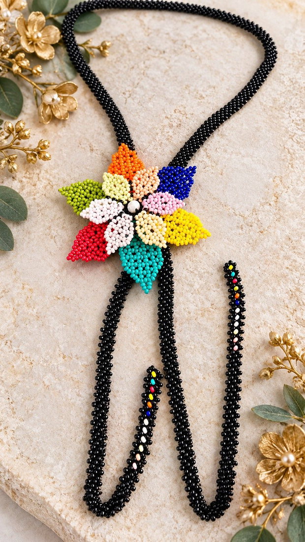 Colier floare multicolora