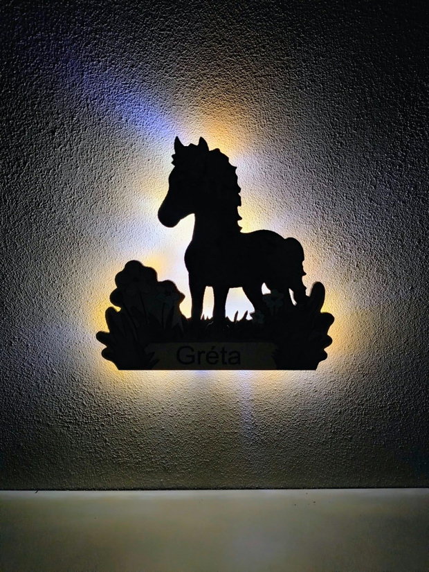 Lampă de veghe personalizată din lemn Căluț 3D - Copii + TRANSPORT GRATUIT