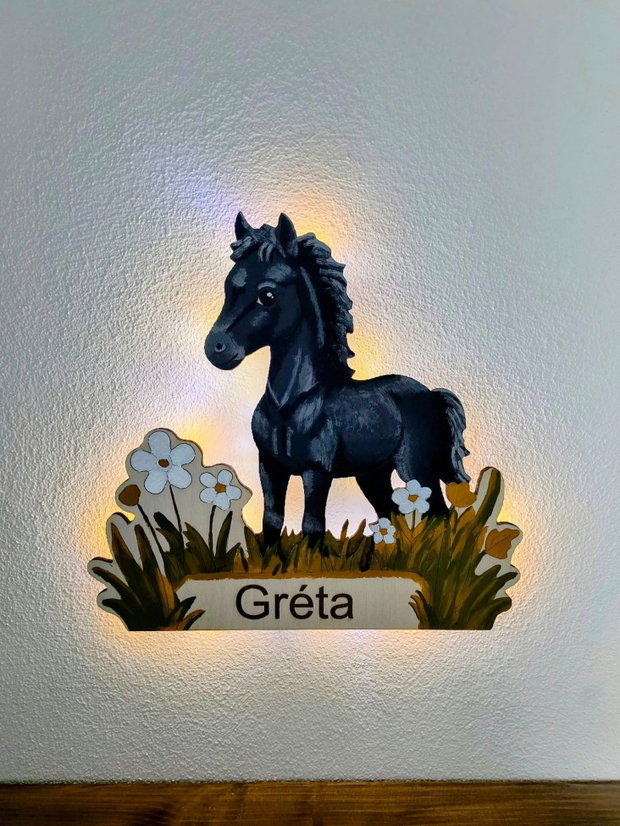 Lampă de veghe personalizată din lemn Căluț 3D - Copii + TRANSPORT GRATUIT