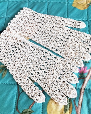 Mănuși damă*Croșetate*Macrame*Crem